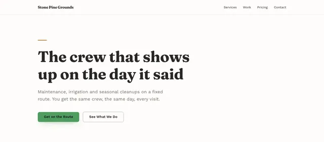 Stone Pine Grounds — the landscaping / lawn example homepage