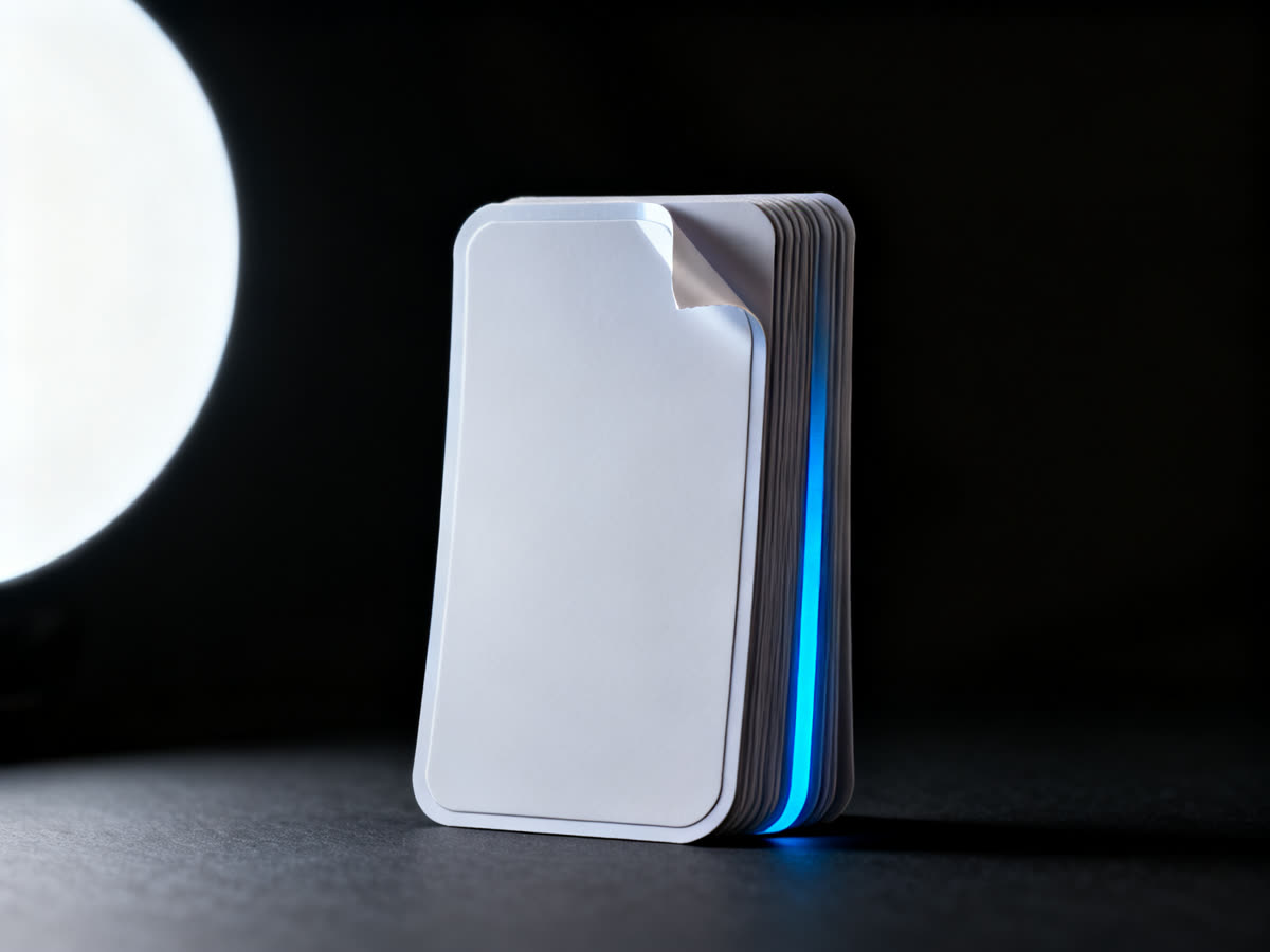 Stack of die-cut stickers with one peeling corner