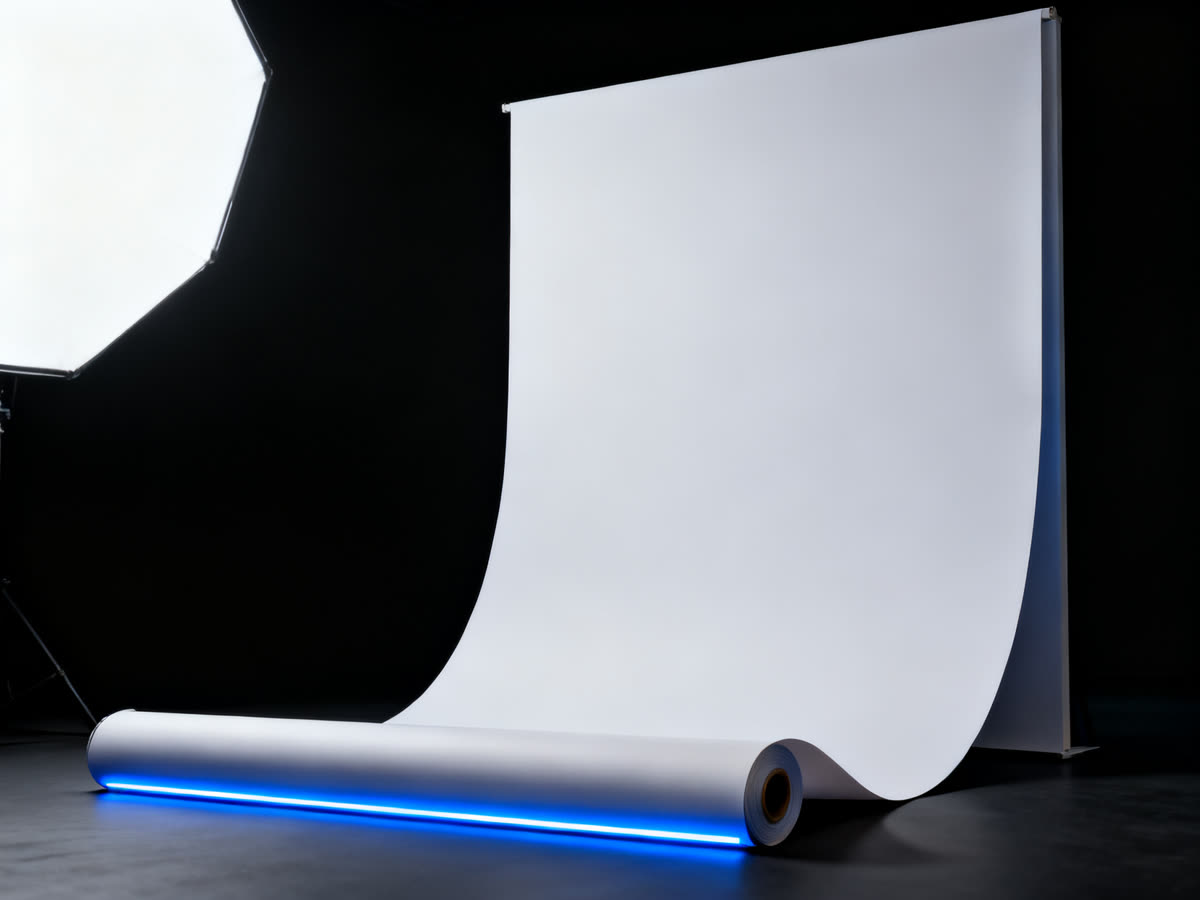 Matte wall graphic film on a roller