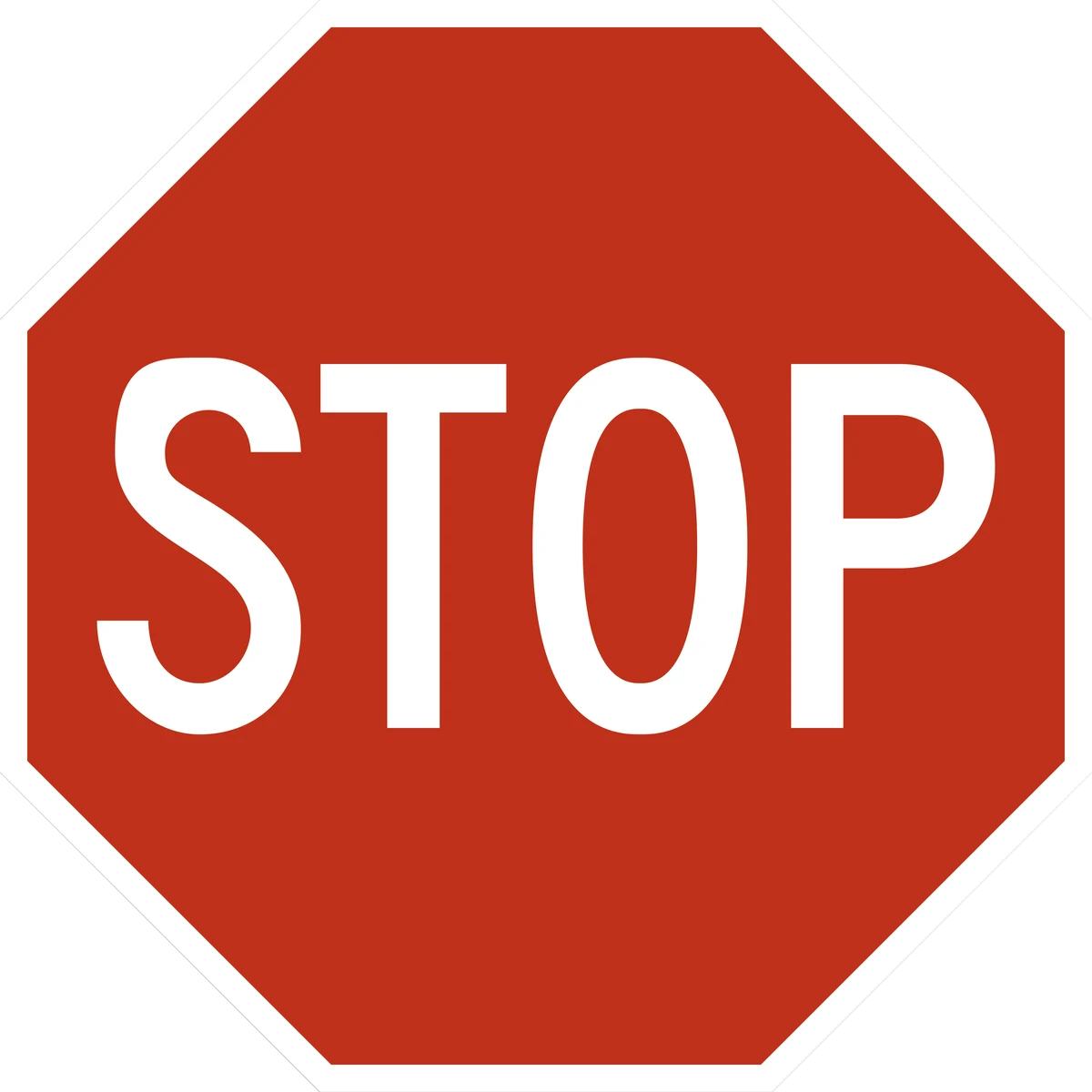MUTCD R1-1 octagonal red STOP sign with white legend and border