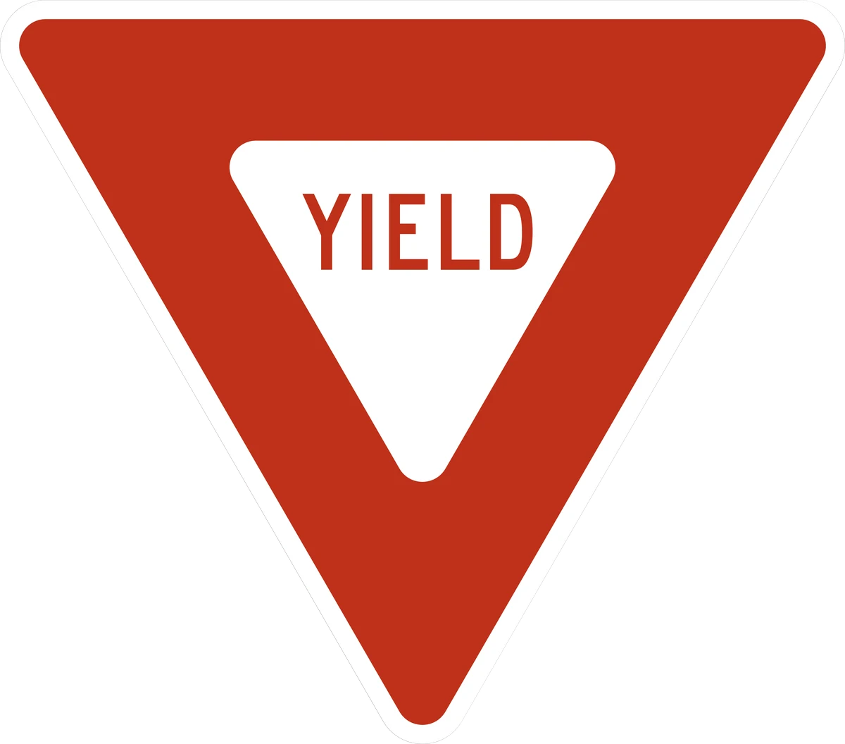 MUTCD R1-2 downward-pointing red and white triangular YIELD sign