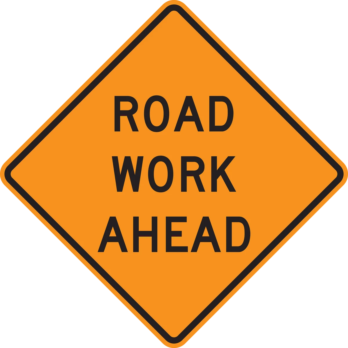 MUTCD W20-1 orange diamond ROAD WORK AHEAD temporary traffic control sign