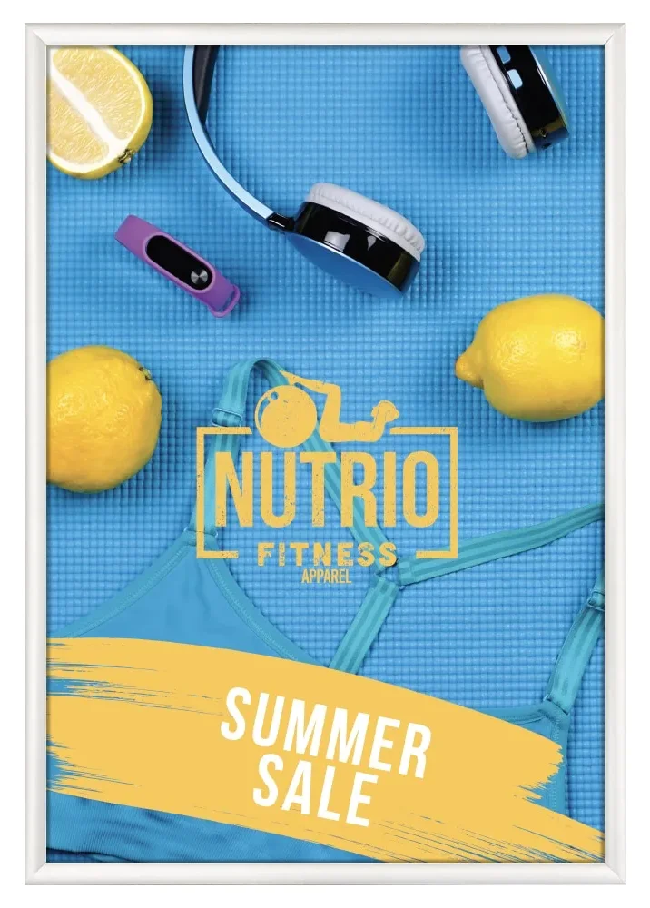 Aluminum wall-mount snap frame holding a poster
