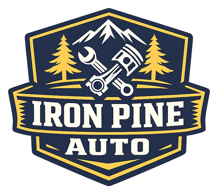 Emblem or crest logo for Iron Pine Auto